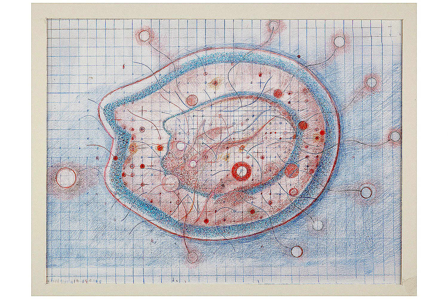 The Headscape series has 30 drawings of sections of a head with various elements within as described by the pieces titles